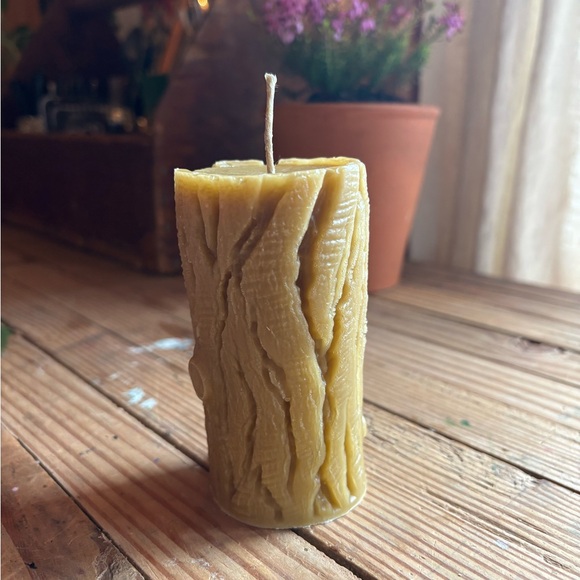 Homemade All-Natural Toxic Free 100% Beeswax Mushroom "Log" Candle - Picture 3 of 6